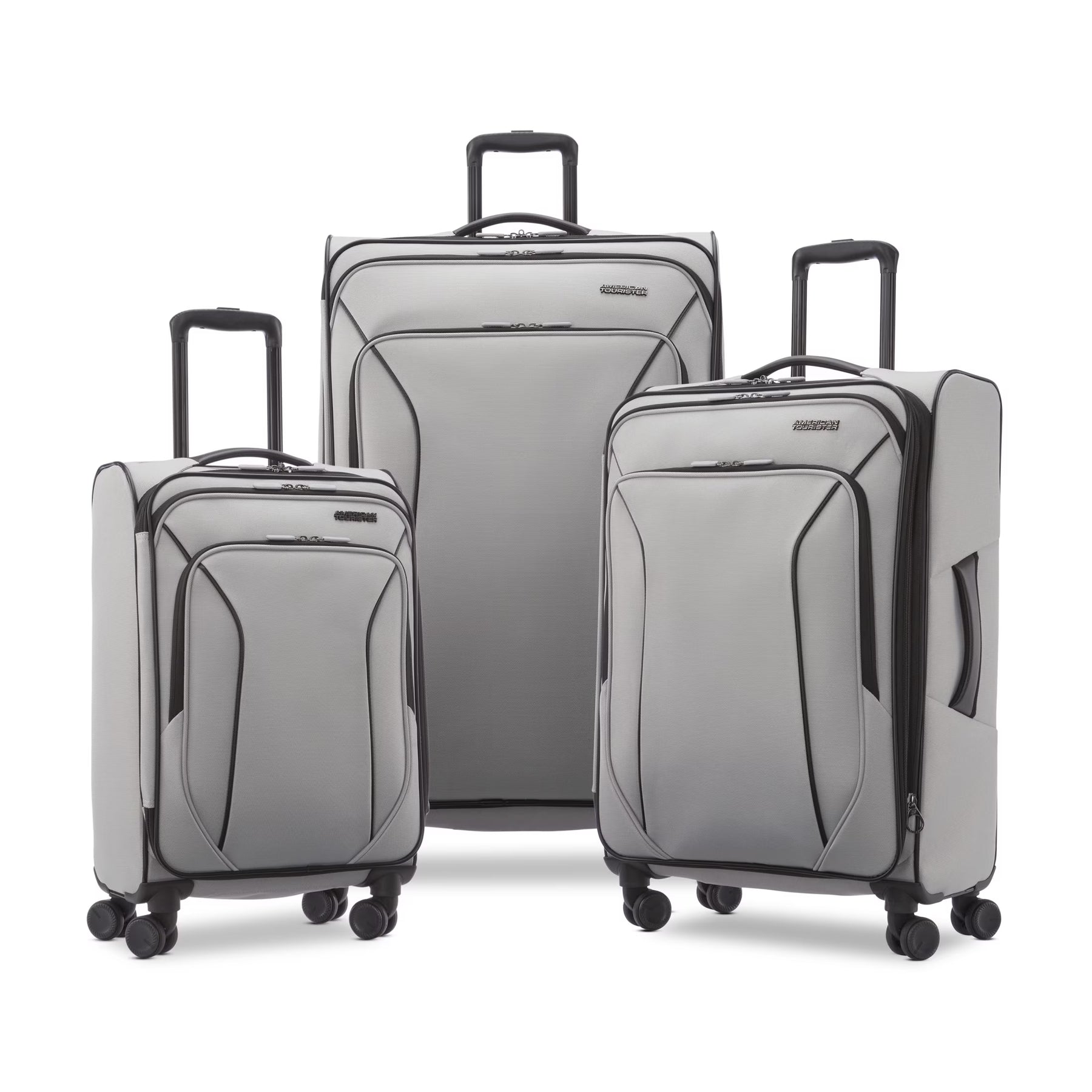 American Tourister X - Lite 3 - Piece Luggage Set with Spinner Wheels - Light Grey