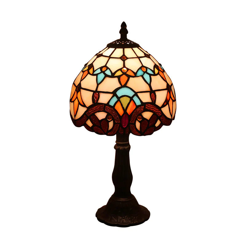 Retro Mediterranean Mosaic Table Lamp – Glass Shade Decorative Desk Light
