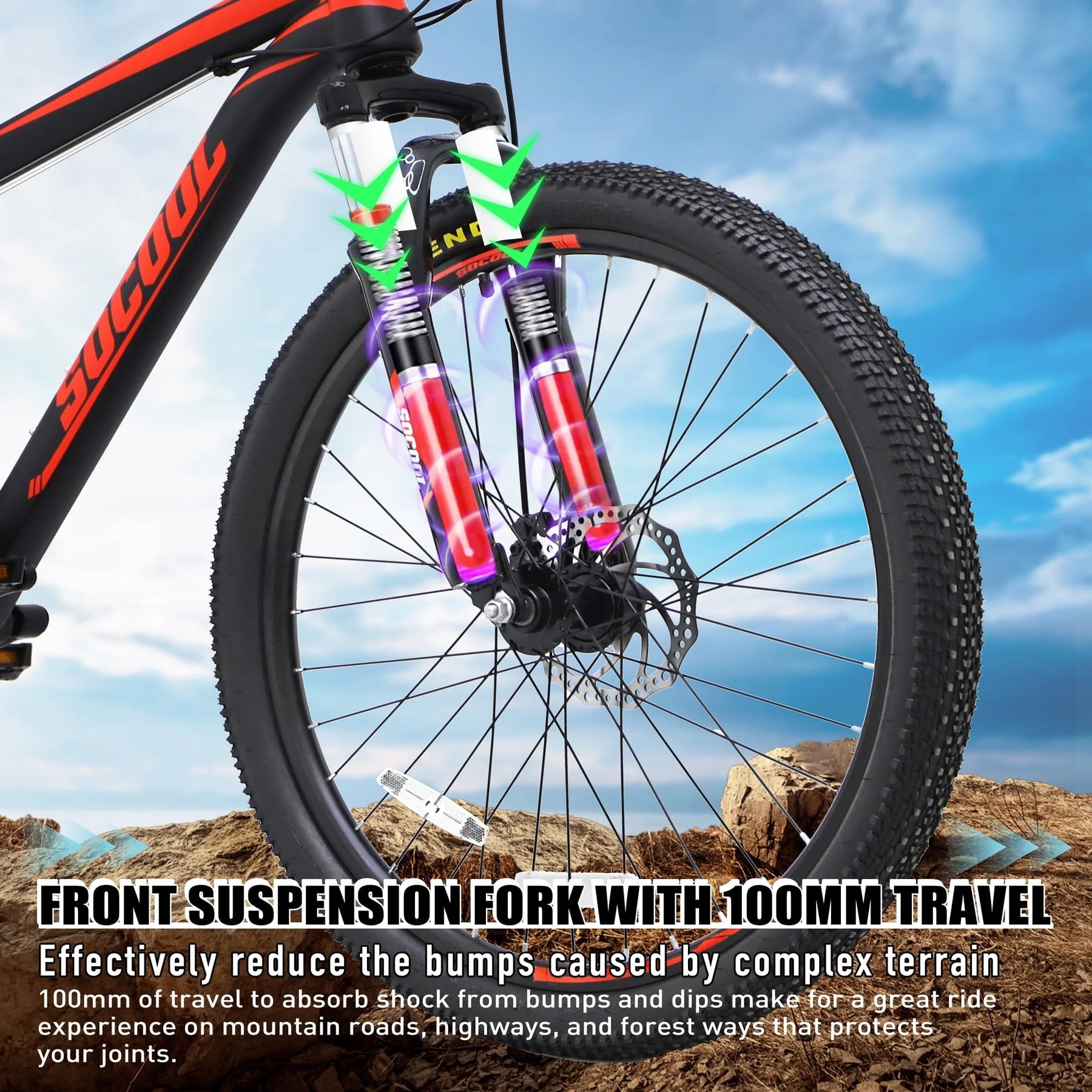 26 in Adult Mountain Bike, 21 Speeds Disc Brakes, 17" Frame and Dual Disc Brake MTB Bicycle for Men Women Adult, Black