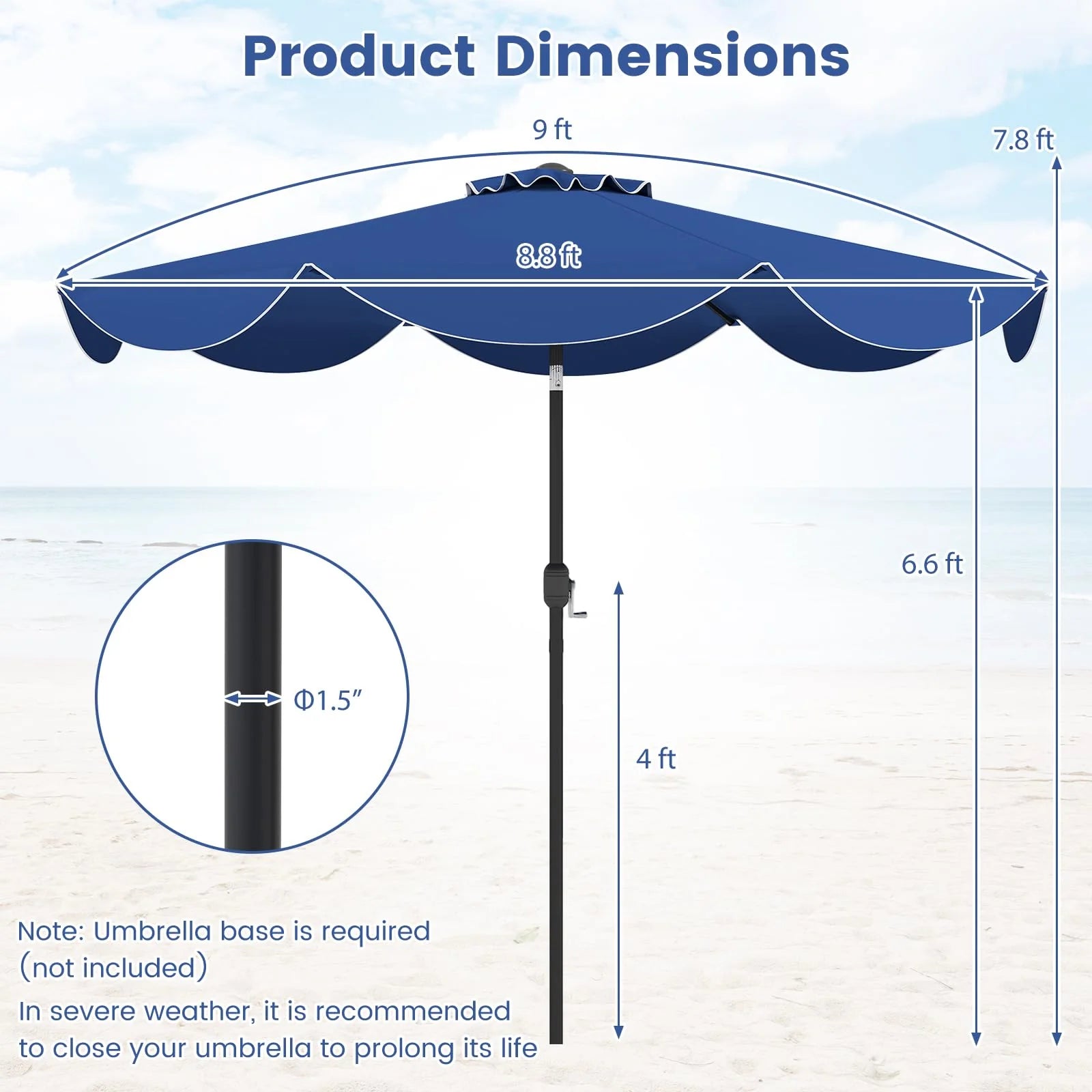 Tangkula 9 FT Patio Umbrella w/Crank Handle