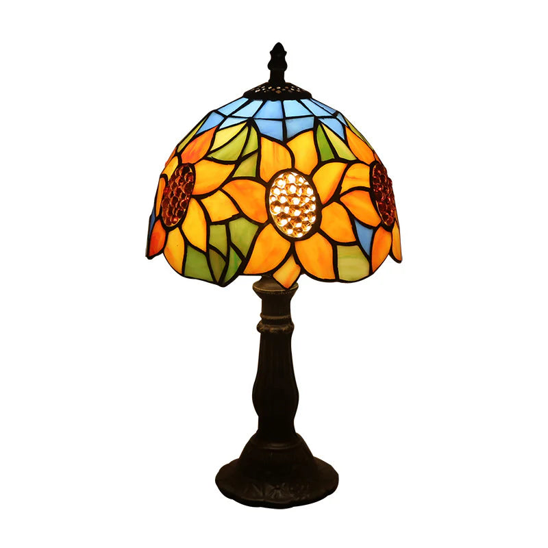 Retro Mediterranean Mosaic Table Lamp – Glass Shade Decorative Desk Light
