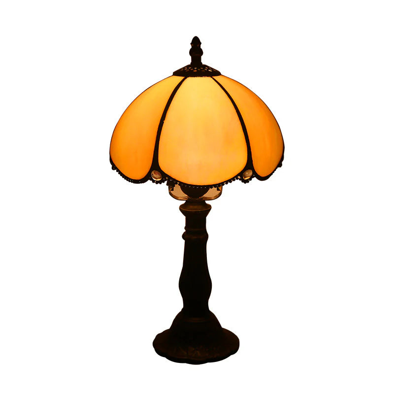 Retro Mediterranean Mosaic Table Lamp – Glass Shade Decorative Desk Light