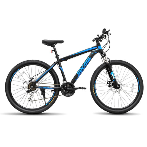 26 in Adult Mountain Bike, 21 Speeds Disc Brakes, 17" Frame and Dual Disc Brake MTB Bicycle for Men Women Adult, Black